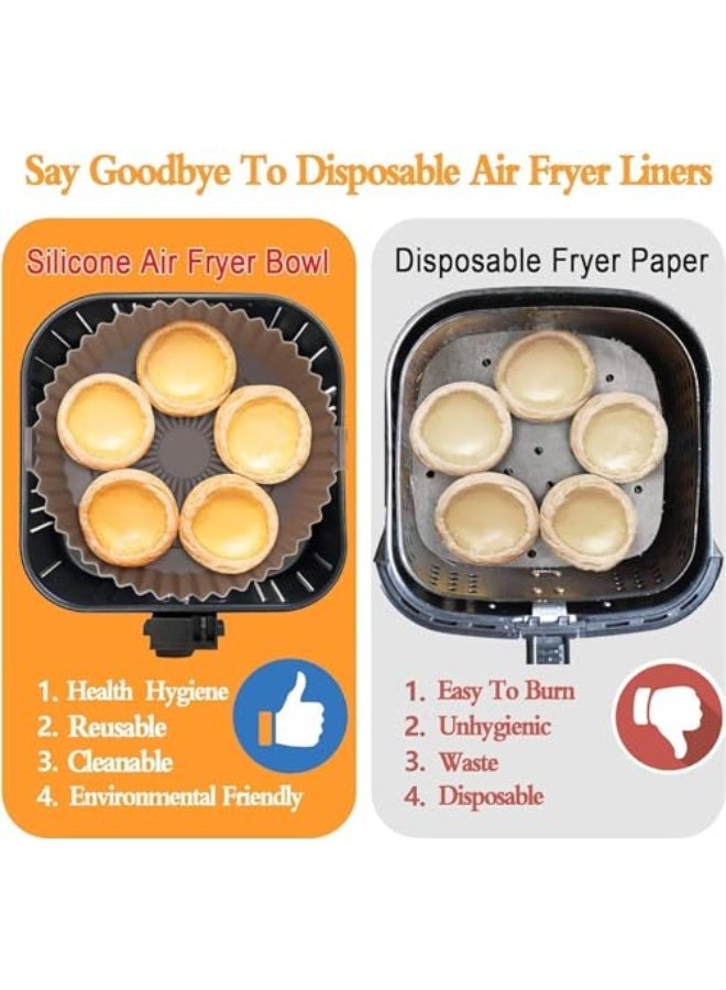 CLENEA Air Fryer Silicone Pot with 2 Pcs Silicone Brushes, 2 Pcs Reusable Non-Stick Round Air Fryer Basket, Fryer Liner Insulating Pad Accessories for Oven Air Fryer(Blue, Yellow, 6.5'') - Image 5